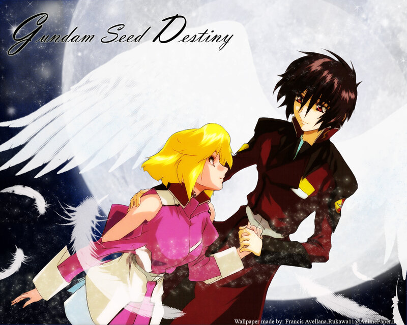 Two Anime Characters — White, Dramatic, Night, Wings