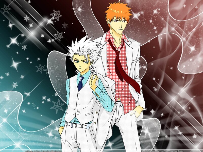 Two Anime Characters — White, Dramatic, Snowflakes