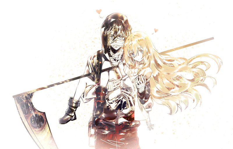 Two Anime Characters — White, Dramatic, Sword, Heart