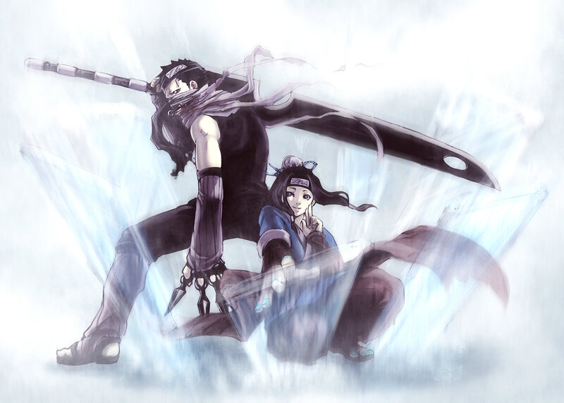Two Anime Characters — White, Dramatic, Sword