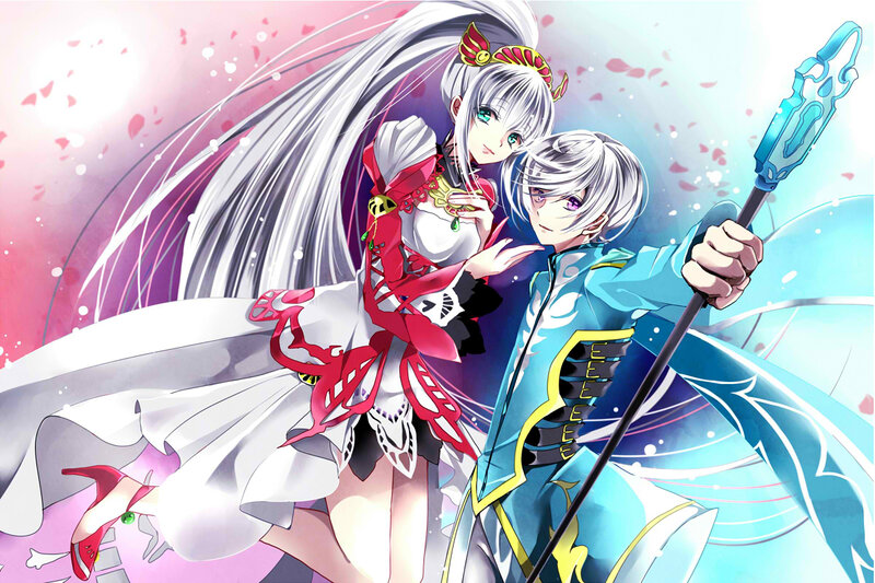 Two Anime Characters — White, Dramatic, Swords, Long Hair