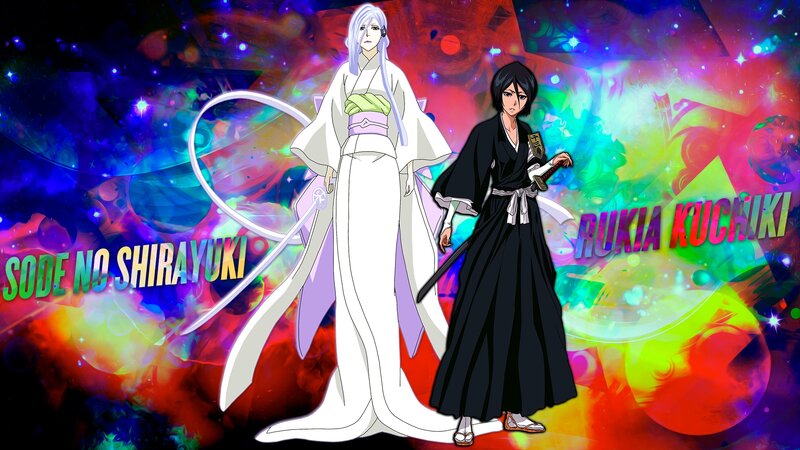 Two Anime Characters — White, Dramatic, Swords, Text