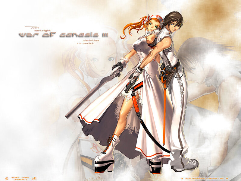 Two Anime Characters — White, Dramatic, Swords, Weapons