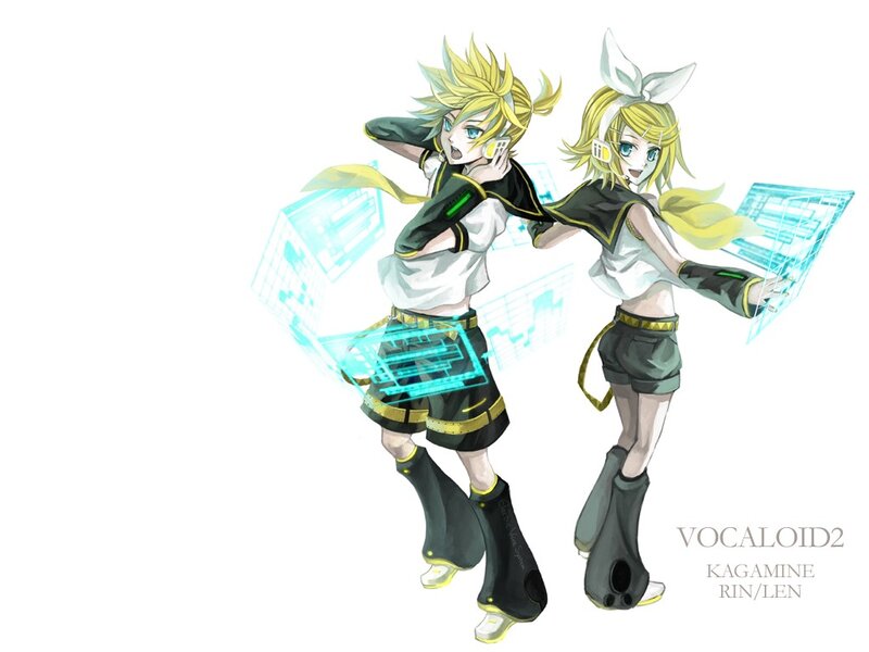 Two Anime Characters — White, Energetic, Holographic Interface