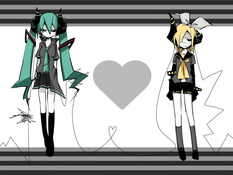 Two Anime Characters — White, Neutral, Digital Art, Heart