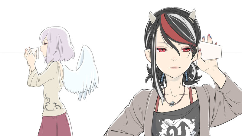 Two Anime Characters — White, Neutral, Wings