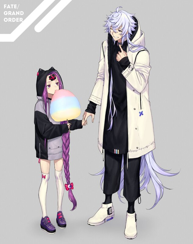 Two Anime Characters — White, Playful, Digital Art, Cotton Candy