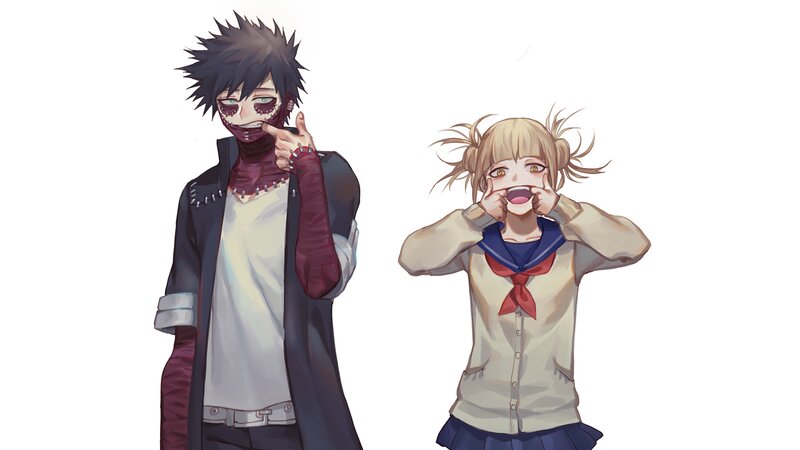 Two Anime Characters — White, Playful, Digital Art, School Uniform