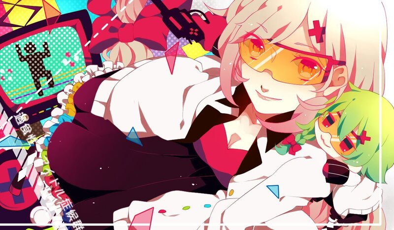Two Anime Characters — White, Playful, Digital Art