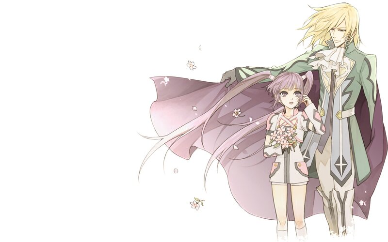 Two Anime Characters — White, Serene, Spring, Flowers, Cape