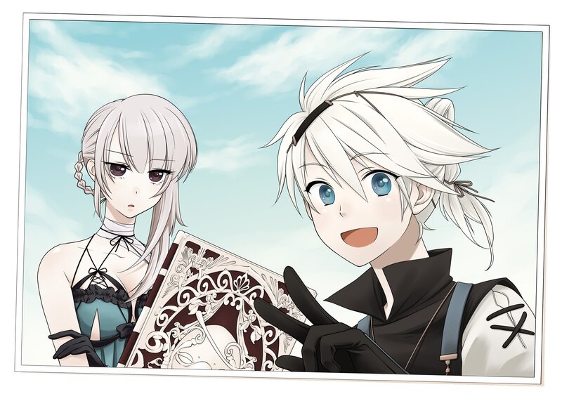Two anime characters with a book