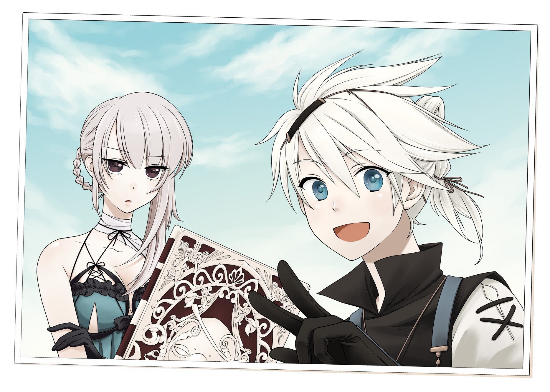 Two anime characters with a book
