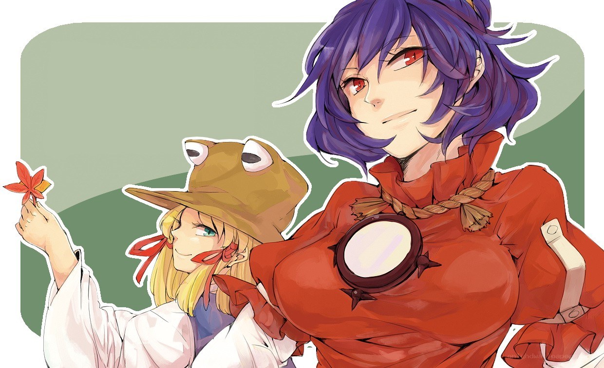 Two anime characters with a flower
