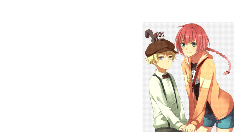 two anime characters with a squirrel
