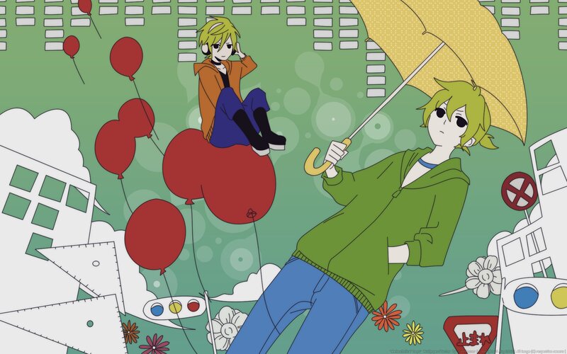 Two Anime Characters with Balloons