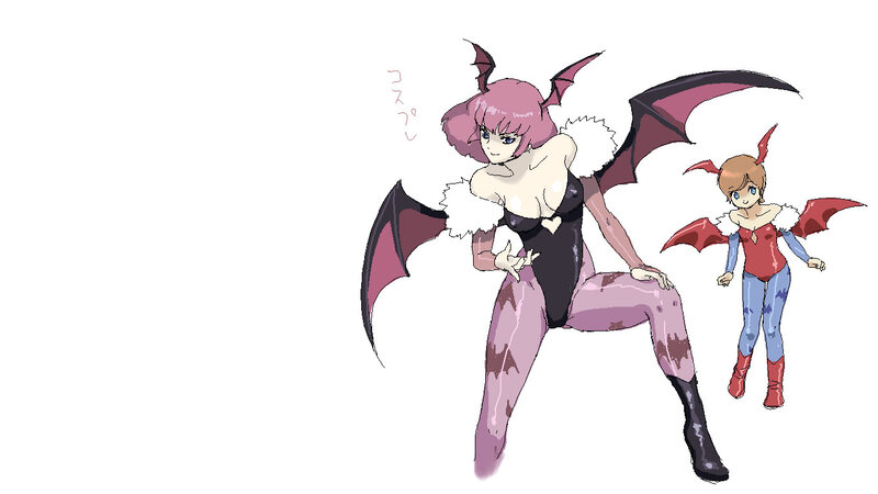 Two anime characters with bat wings