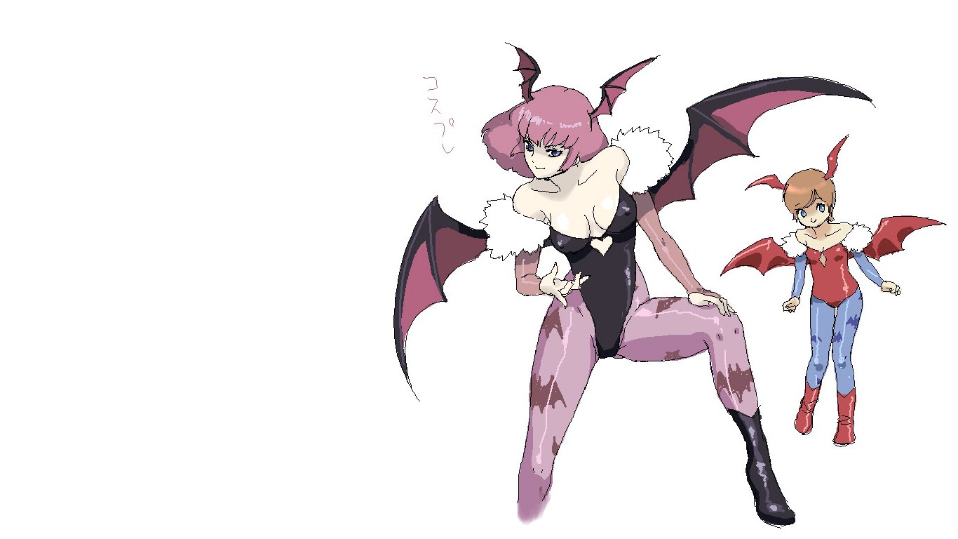 Two anime characters with bat wings