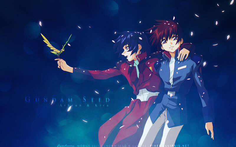 Two Anime Characters with Bird — Blue