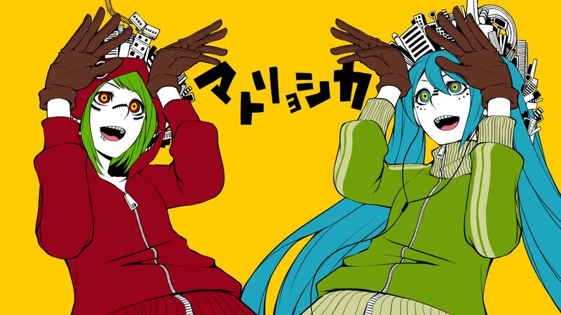 Two anime characters with city-themed hats