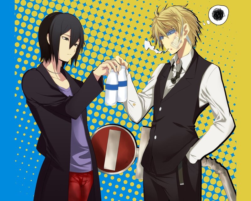 Two anime characters with drinks