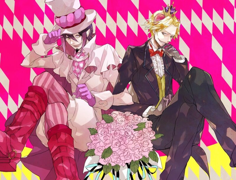 Two anime characters with flowers