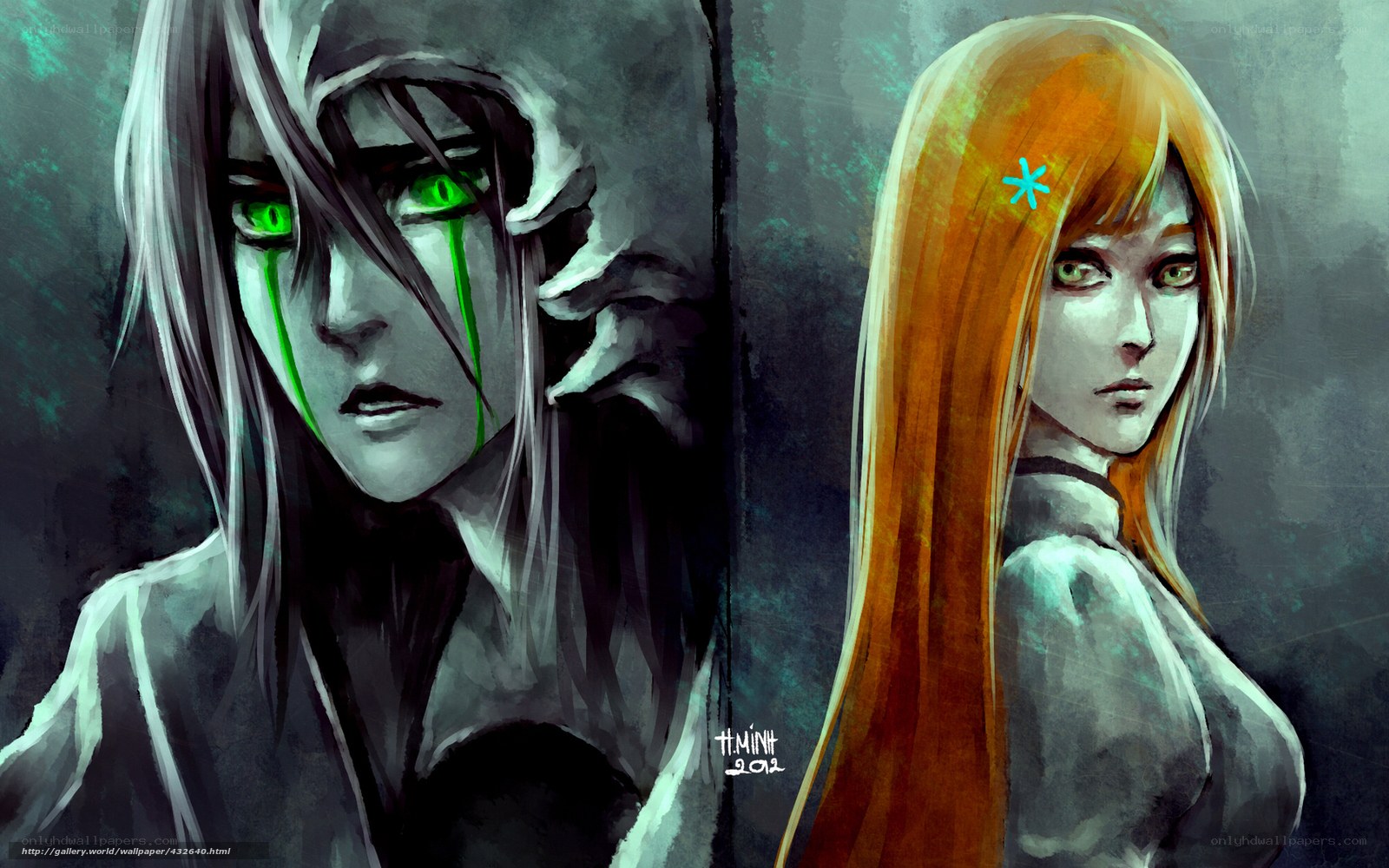 Two anime characters with glowing eyes