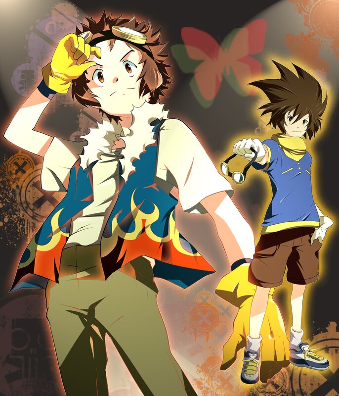 two anime characters with goggles