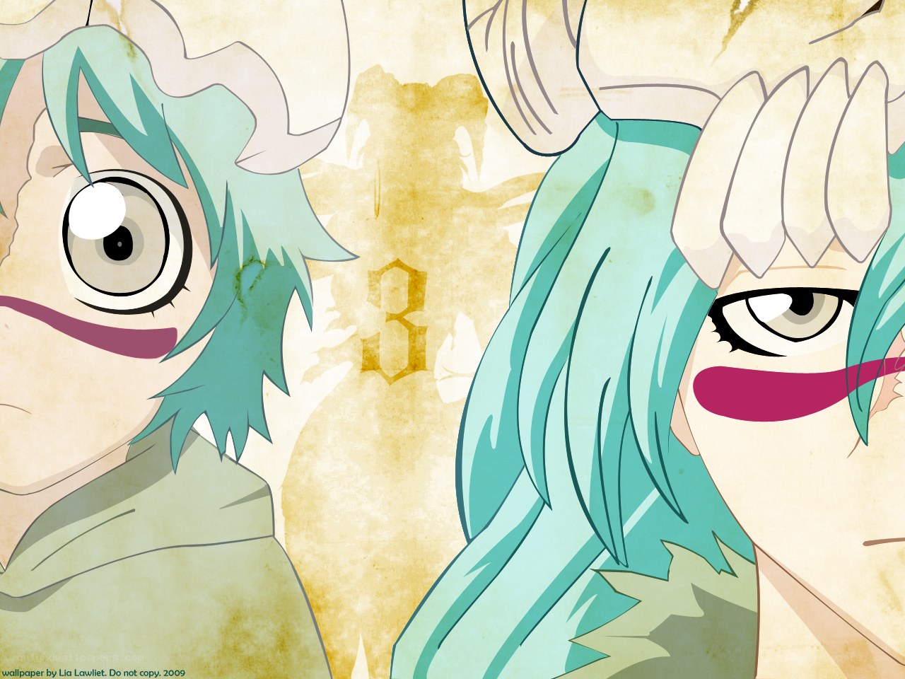 Two anime characters with green hair