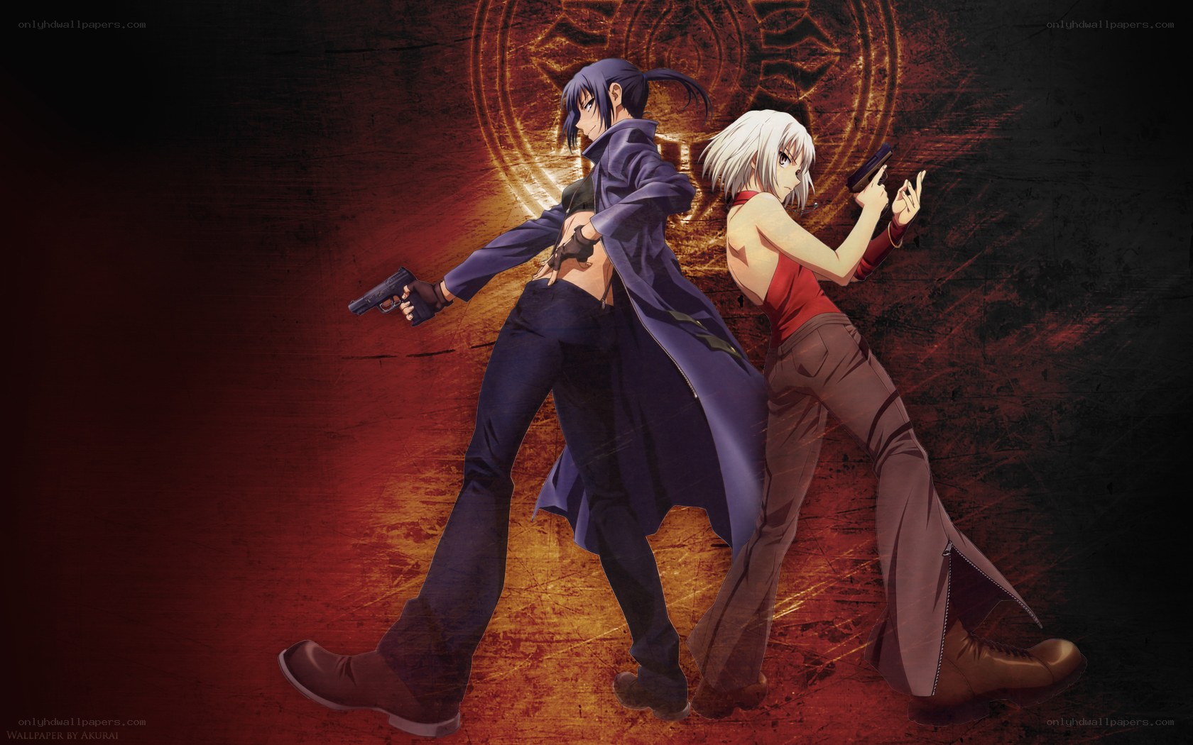 Two anime characters with guns