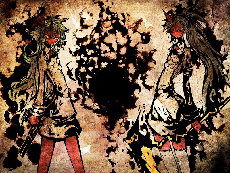 two anime characters with guns