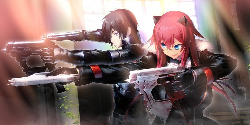 Two Anime Characters with Guns — Red, Dramatic