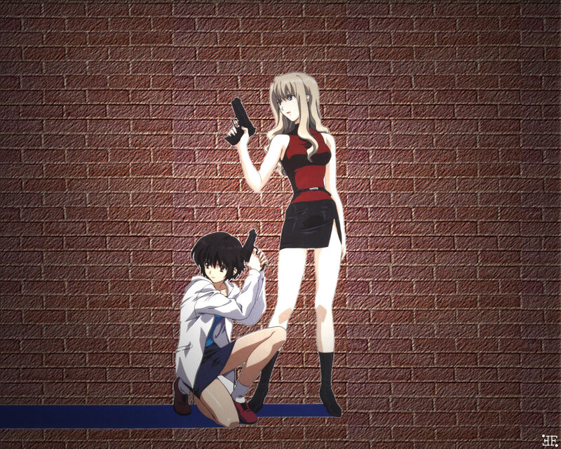 Two Anime Characters with Guns — Red, Tense