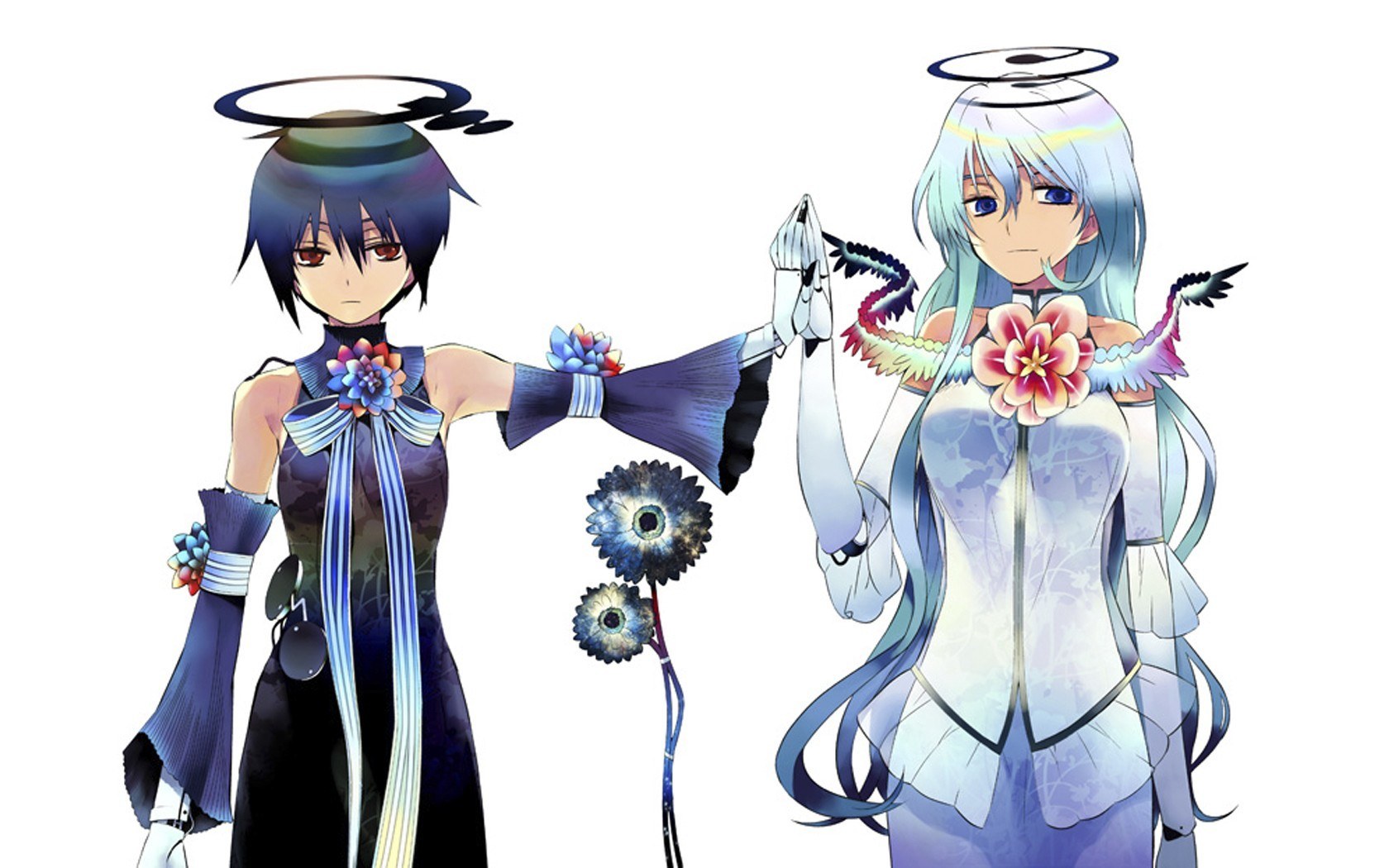 two anime characters with halos