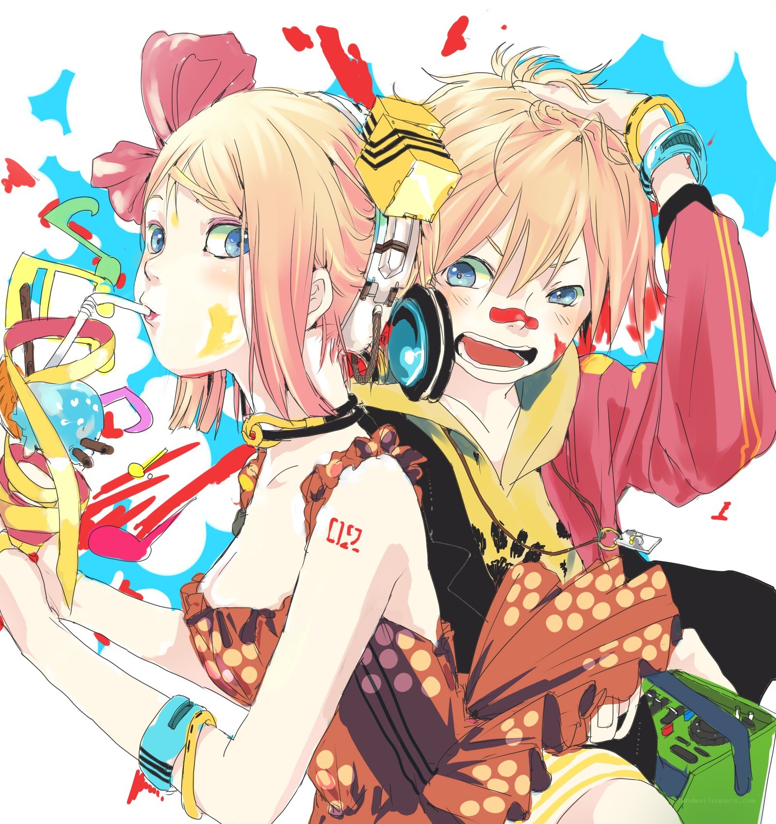 Two anime characters with headphones