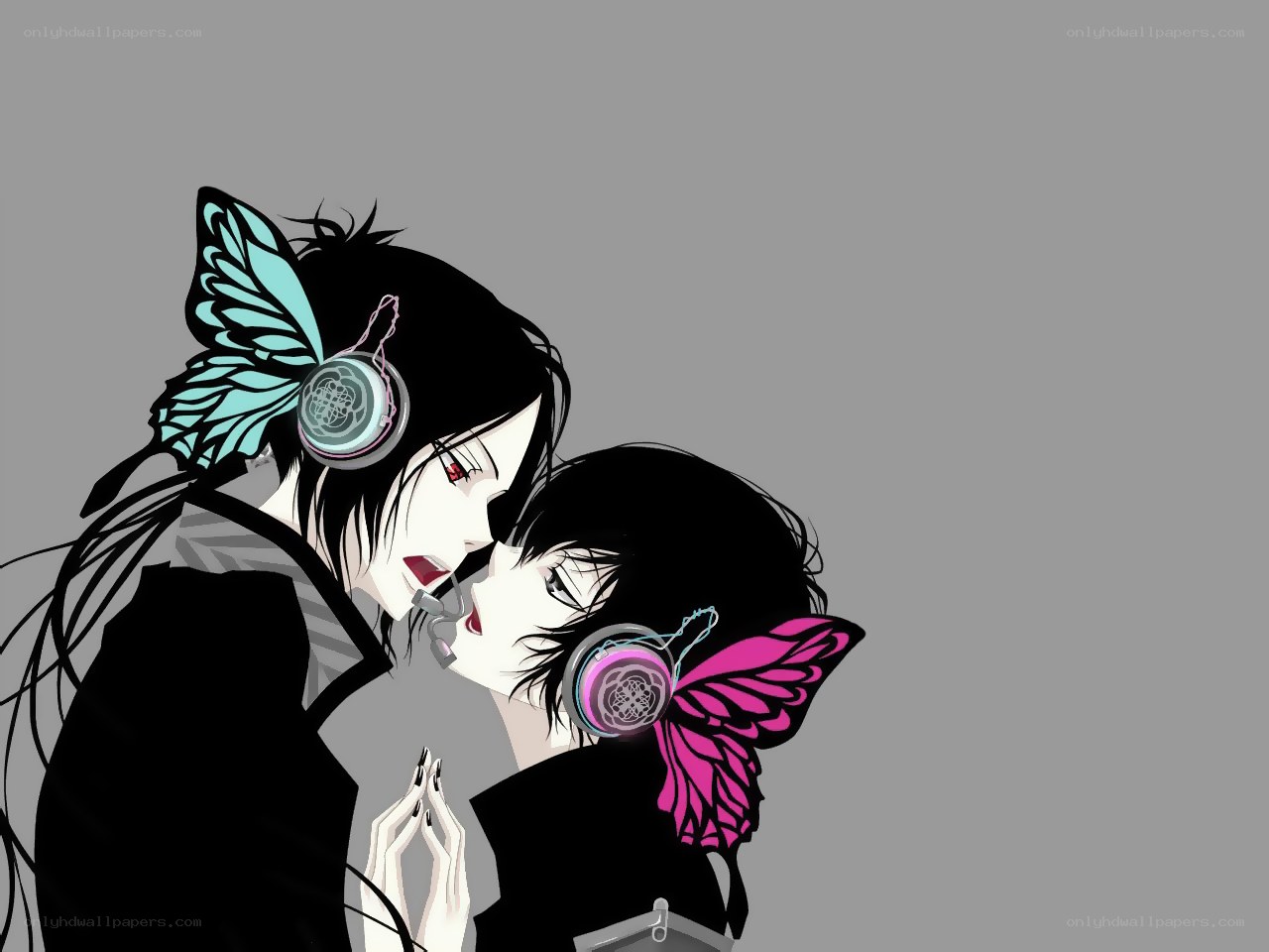 two anime characters with headphones