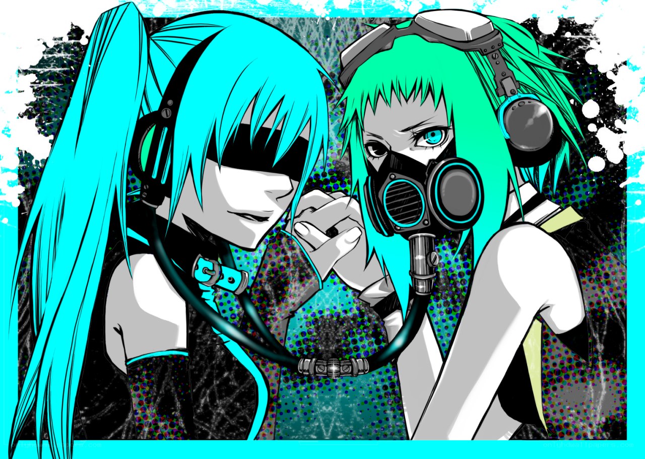 Two anime characters with headphones