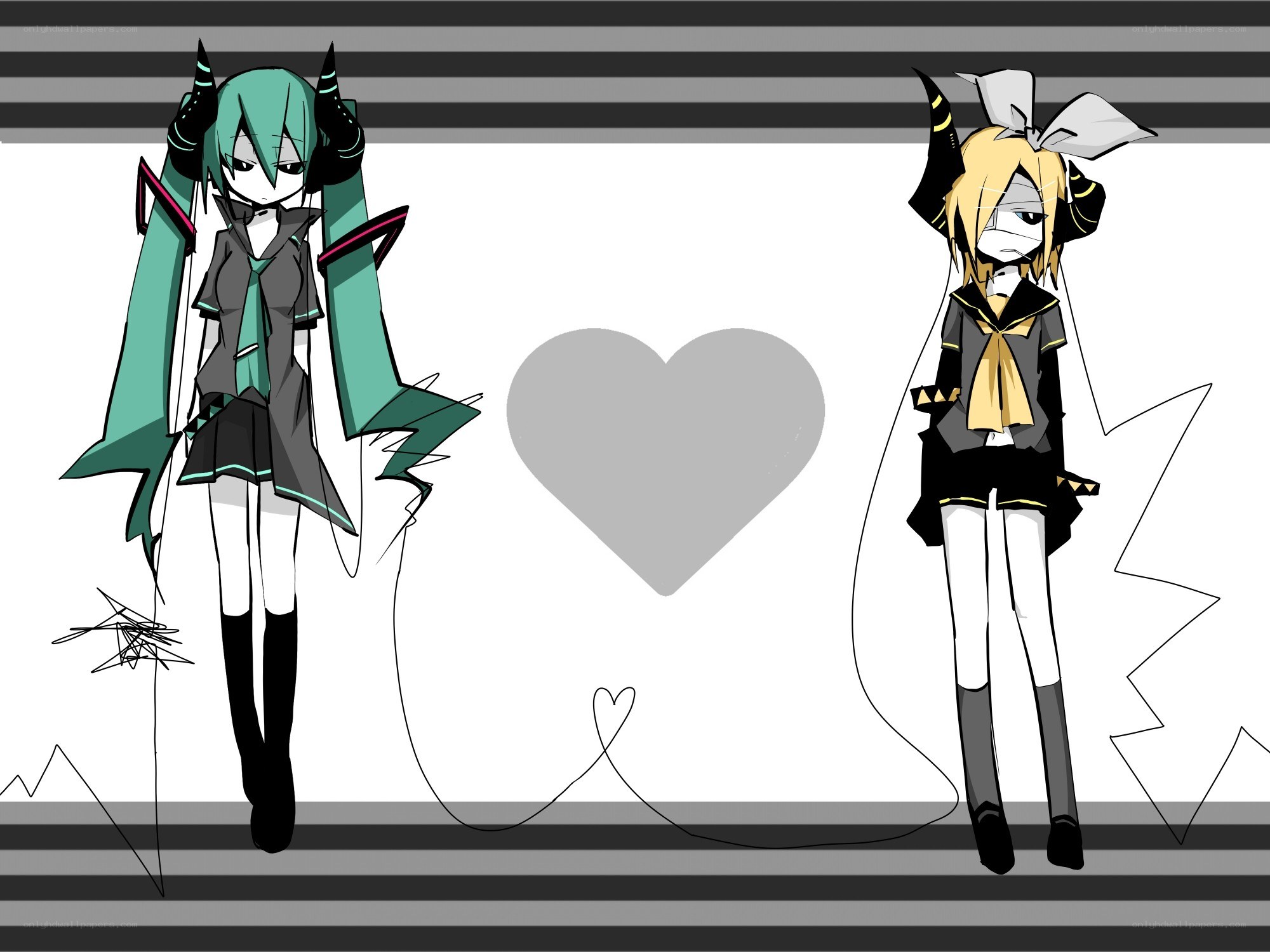 Two anime characters with heart