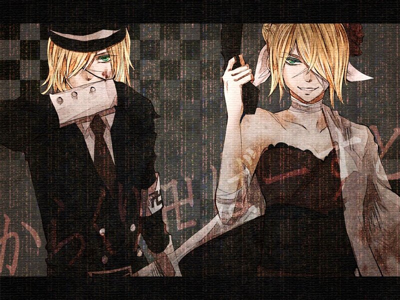 Two anime characters with knives