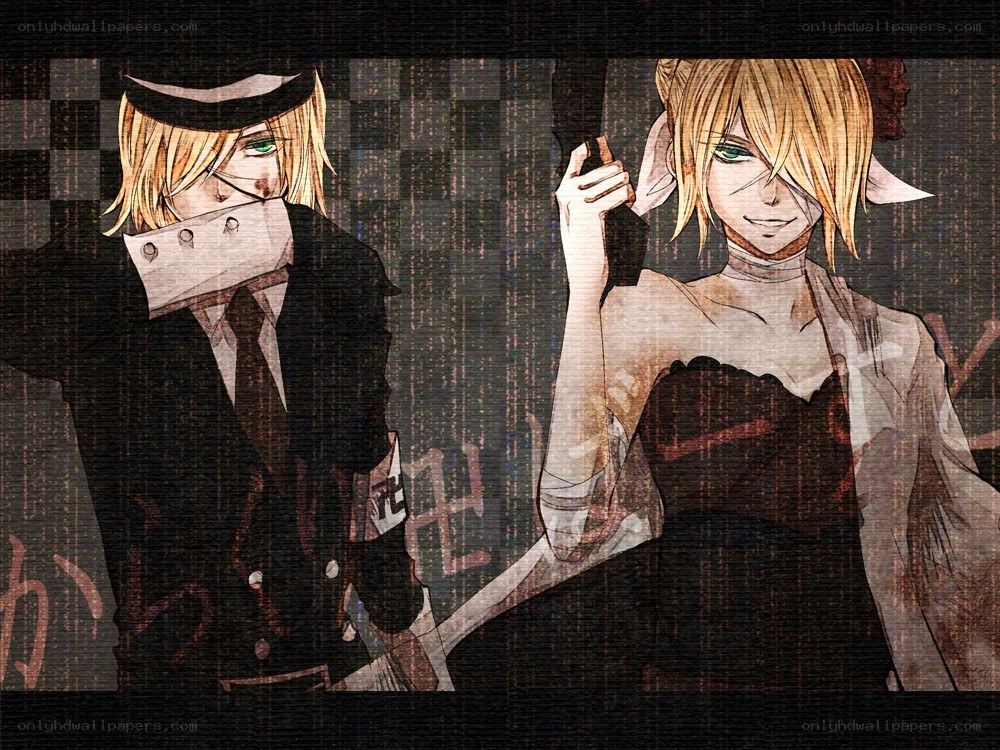 Two anime characters with knives