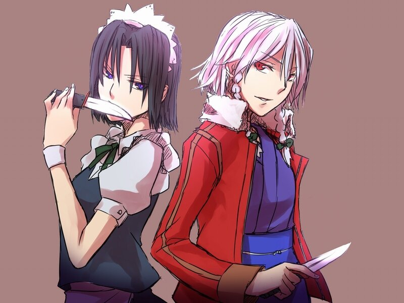 Two anime characters with knives