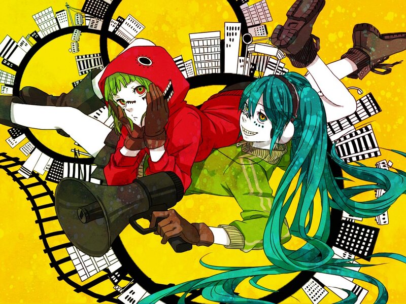 Two anime characters with megaphone