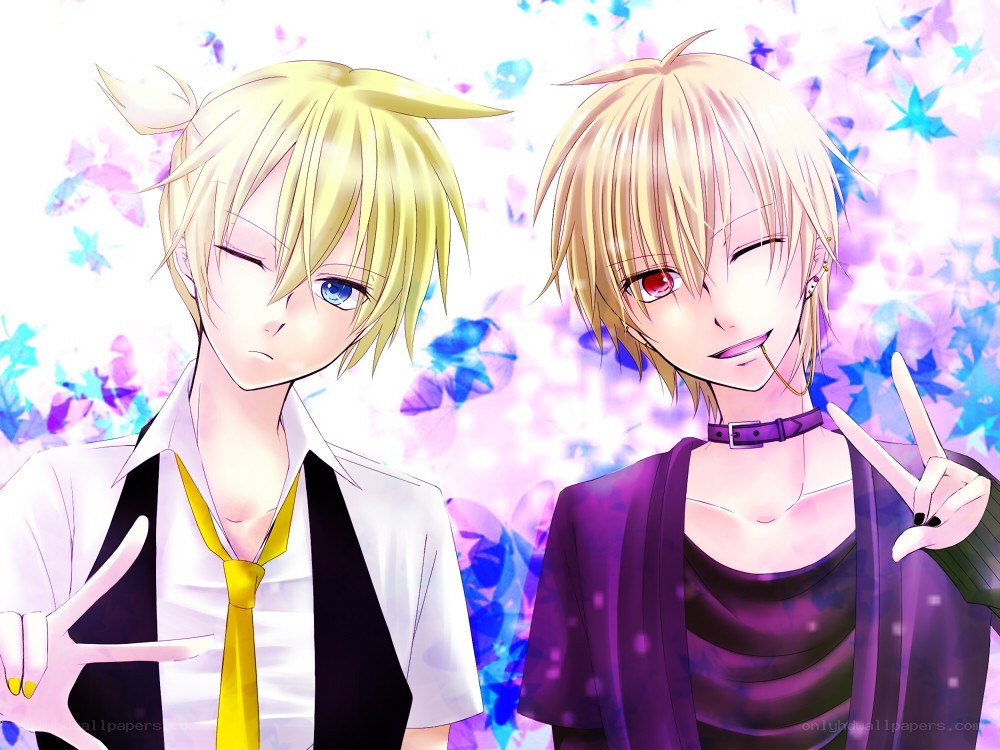 Two anime characters with peace signs