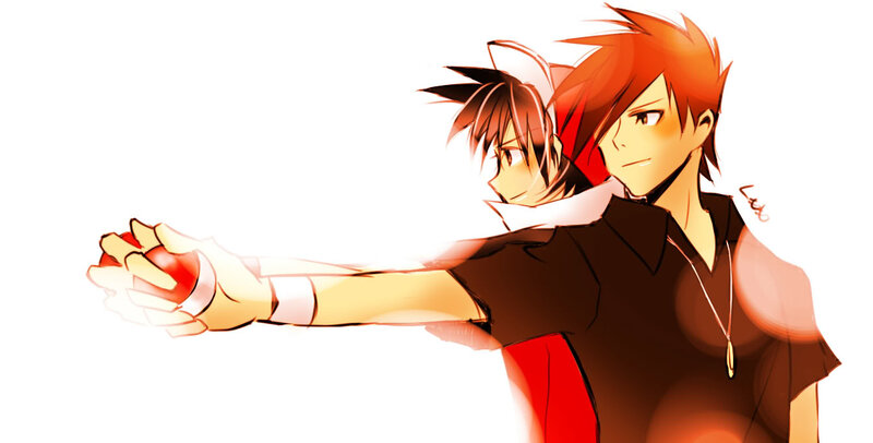 two anime characters with pokeball