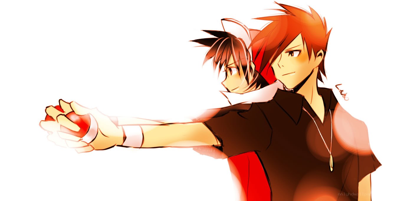 two anime characters with pokeball