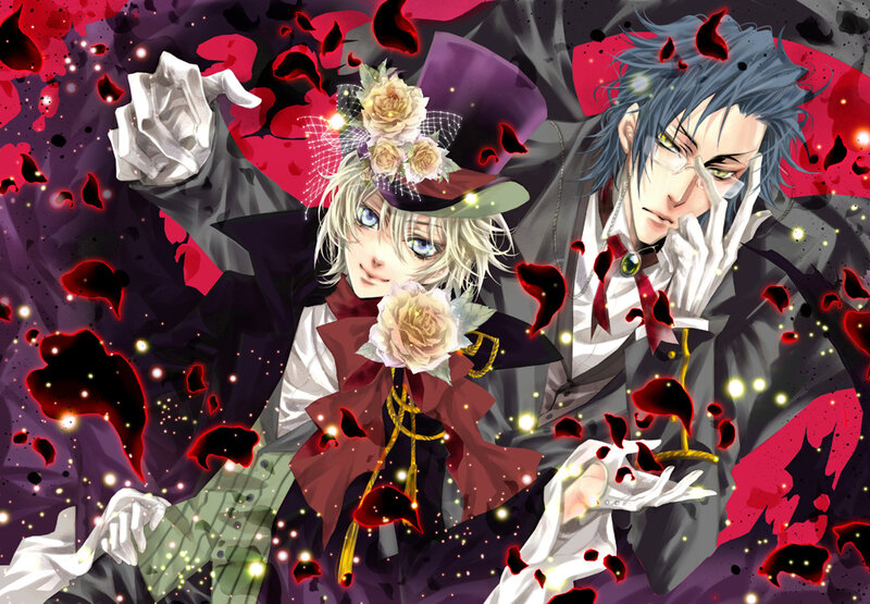 Two anime characters with roses