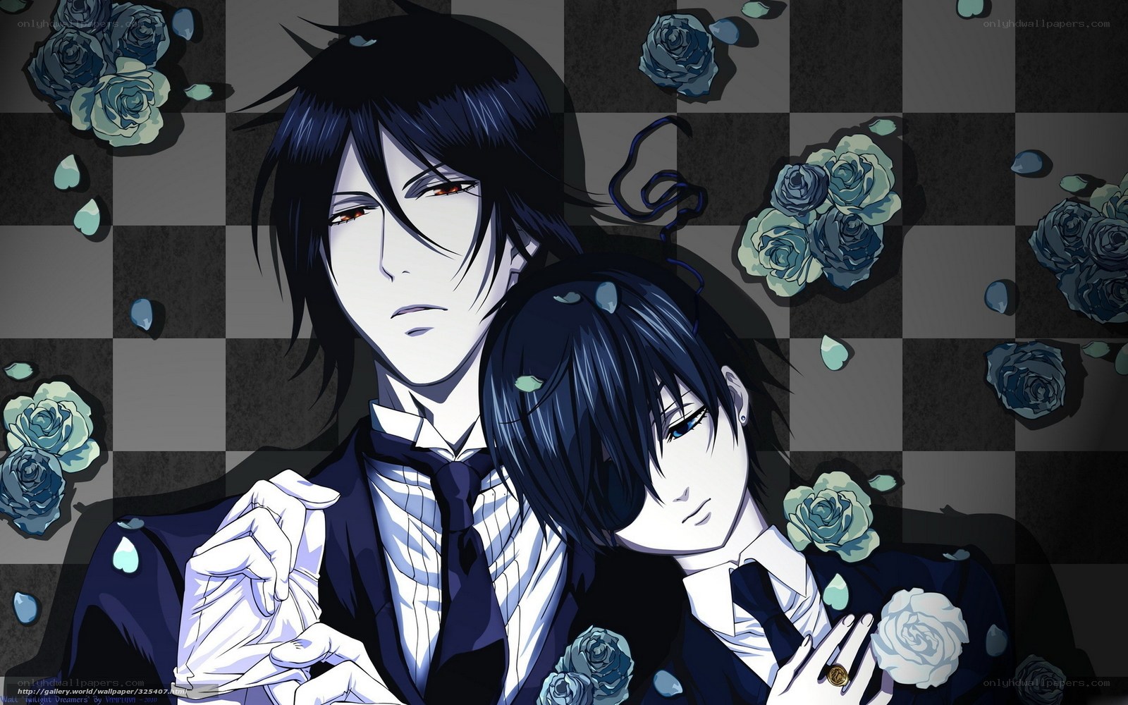 two anime characters with roses
