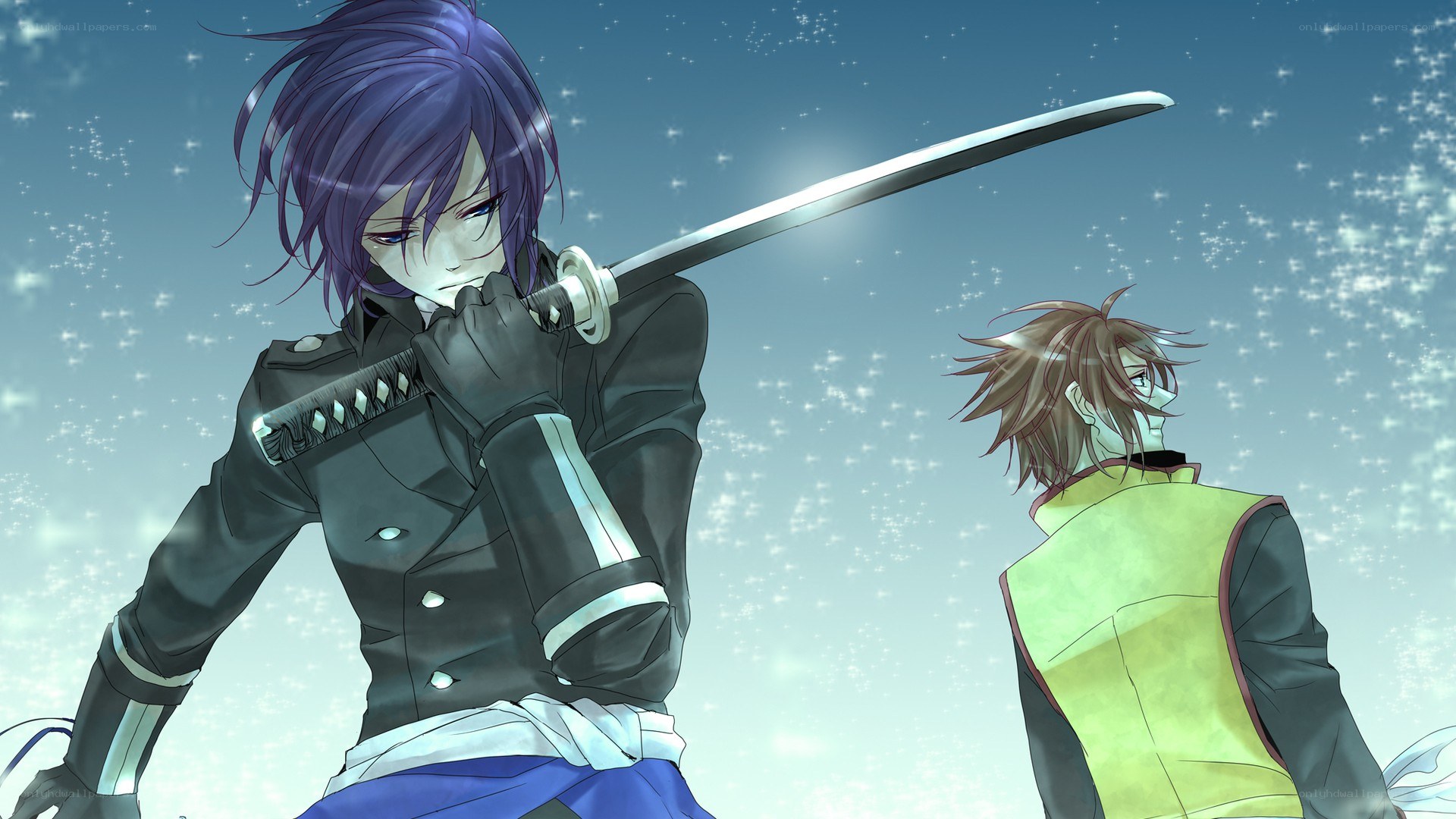 Two anime characters with swords