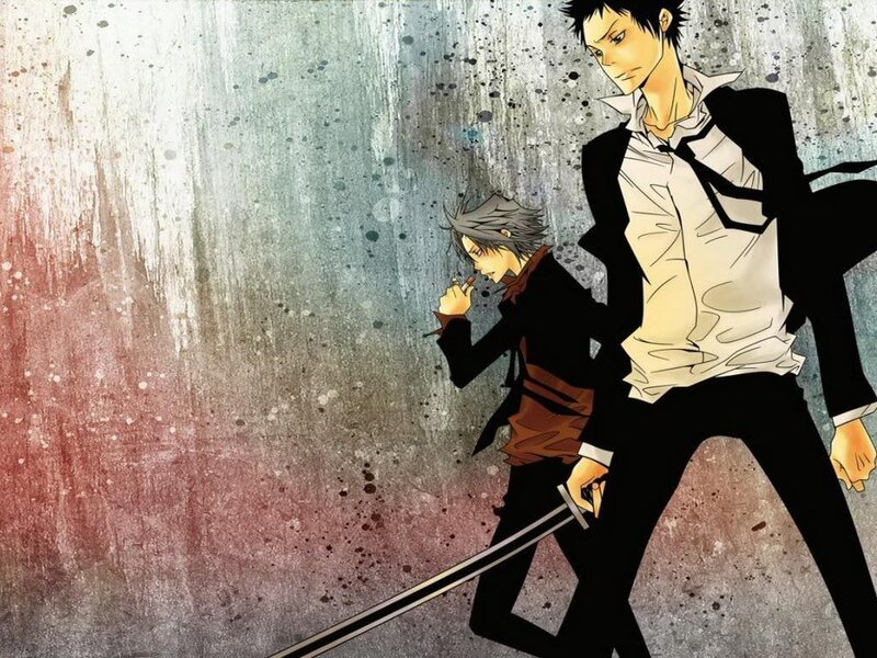 two anime characters with swords