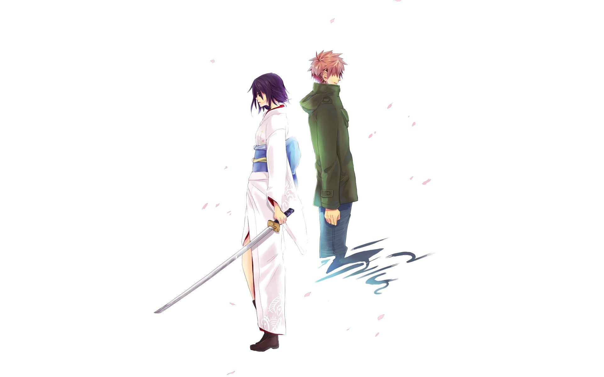 Two anime characters with swords