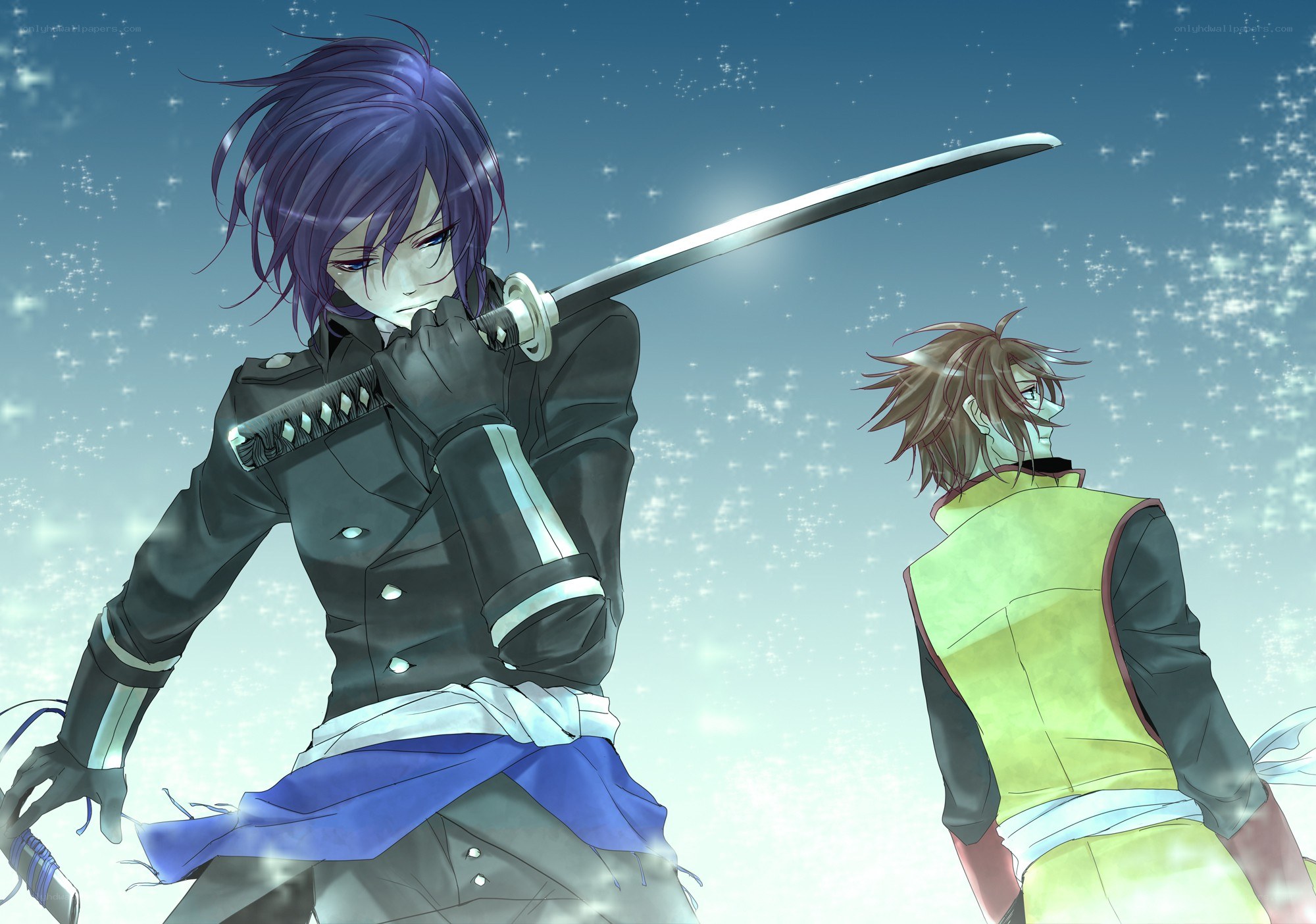 Two anime characters with swords